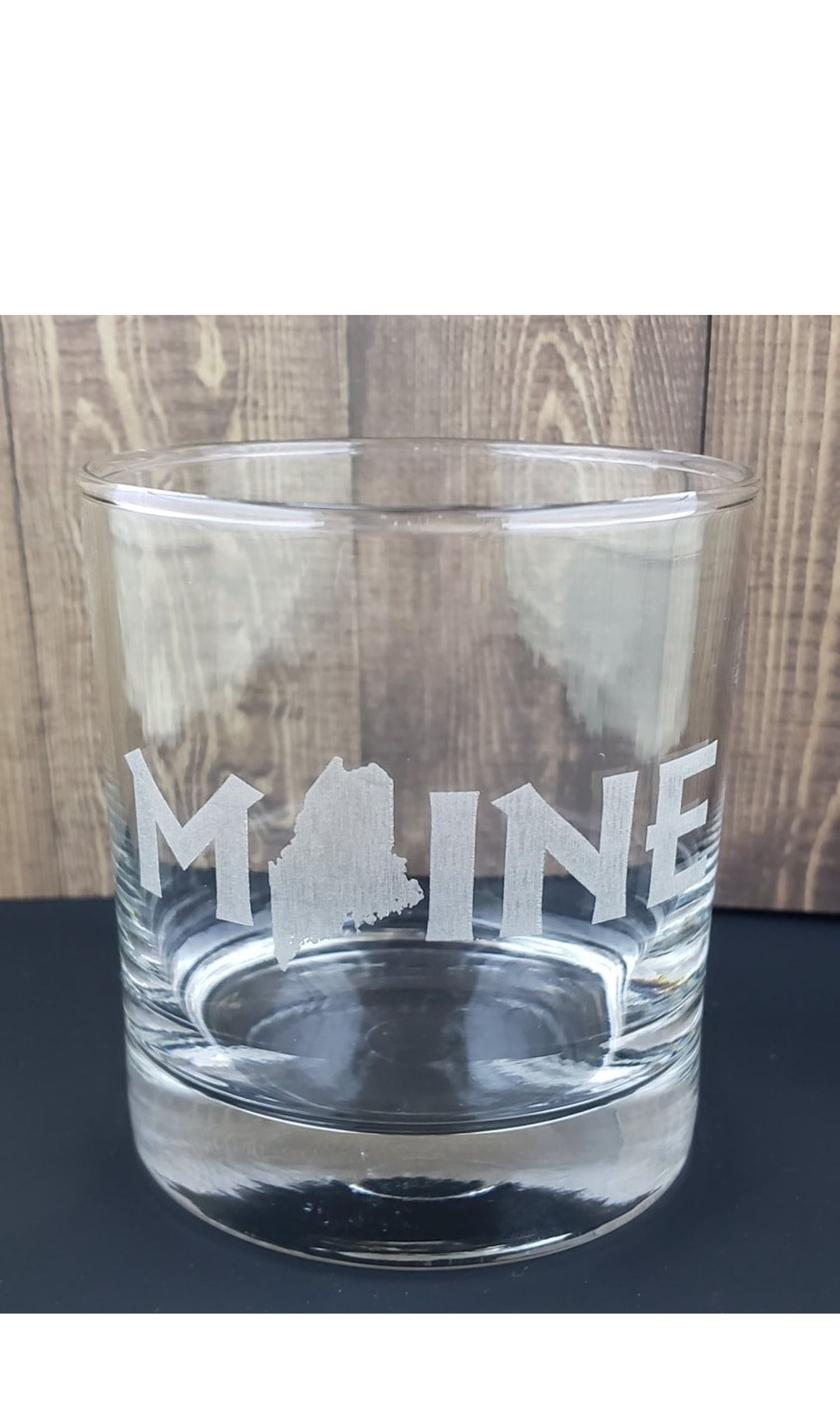 Engraved Maine 10 oz rock glass 