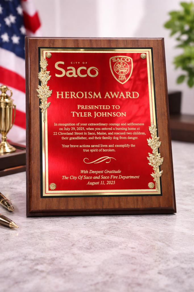 Heroism award plaque
