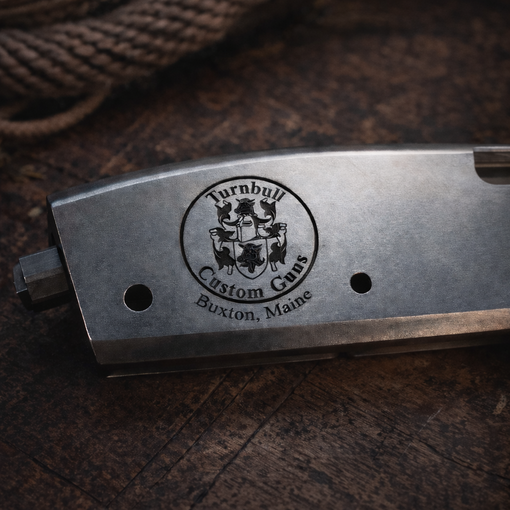 custom engraved logo on carbon steel metal